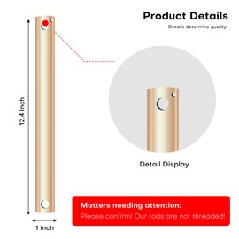 16 Inch Ceiling Fan Downrod with Extension Cord, 1 .3 Foot Gold Ceiling Fan Extension Rod, 1 Inch OD, Ceiling Downrod for Various Fans (Gold, Unthreaded)