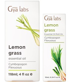 Gya Labs Lemongrass Essential Oil for Diffuser (4 fl oz) & Lemongrass Roll On (0.34 fl oz) Set - 100% Natural Aromatherapy Grade Essential Oils Set - Gya Labs