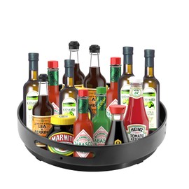 Turntable Spice Rack, 31 cm Rotating Spice Rack Organiser Turntable, Lazy Susans Rotating Tray Made of Metal, Turntable Organiser for Cupboard, Worktop, Cabinet, Table in Kitchen, Pantry