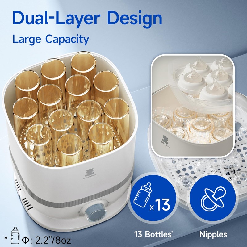 Snow Bear Baby Bottle Sterilizer and Dryer, 6-in-1 Electric Steam