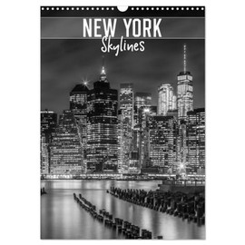 NEW YORK Skylines (Wandkalender 2026 DIN A3 hoch), CALVENDO Monatskalender: Urbane Impressionen in monochrom (CALVENDO Orte)