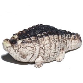 ZVZKC Tea Pet Alligator Figurine, Cute Alligator Baby Statue Ornament, Chubby Mini Alligator Desk Pets, Alligator Decor Small Sculpture, Handmade Crocodile Figurine for Home Garden Decoration (B)
