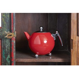 Bredemeijer Teapot Duet Bella Ronde 1.2L, Red Chrome, Chromium Fittings, Stainless Steel
