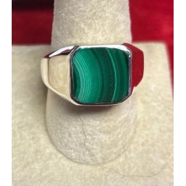 Natural Creations Men’s Sterling Silver Ring Size 8 Rainbow Malachite