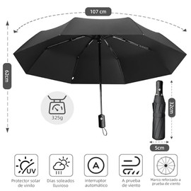 Paraguas Plegable Portátil, Paraguas Automático, Sombrilla con Protección UV, Ligero y Compacto, Apto para Uso con una Sola Mano, Unisex