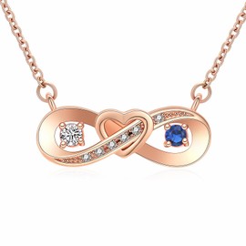 Minicremation Infinity Cremation Jewerly Heart Urn Necklace for Ashes Birthstone Crystal Pendant for Women of Loved Ones Memorial Keepsake, Stainless Steel, Zircon