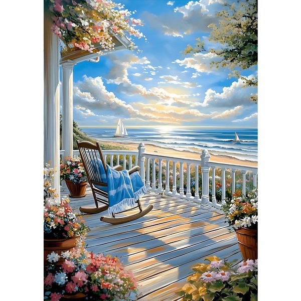 MXJSUA DIY Diamond Painting Kits for Adults, Beach House Diamond