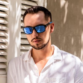 Ulknyss Sunglasses Men's Polarised Sports Glasses for Men Fishing Driving Sporty with UV400 Protection Sports Sunglasses, blue