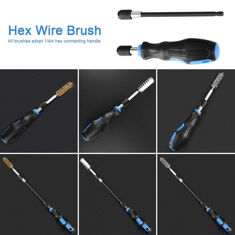 20Pcs Wire Brush Cleaning Kit, 1/4" Assorted Spiral Detail Brush