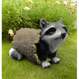 coolboy Outdoor Raccoon Statue Garden Decoration,Cute Raccoon Sculpture Art Interior Office Home Décor,Resin Animal Figurine Art Decoration for Garden Yard Lawn