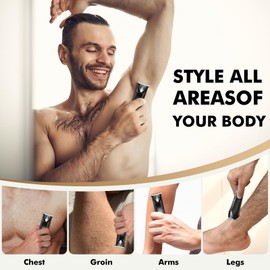 Sweker Body Hair Trimmer for Men, Manscape Ball Trimmer, 2-in-1 Body Pubic Hair Groomer and Groin Hair Shaver -Dual-Head Electric Razor for Men