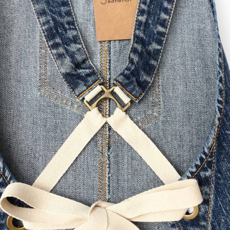 Jeanerlor - Denim Apron for Women With Pockets Cross-Back Straps