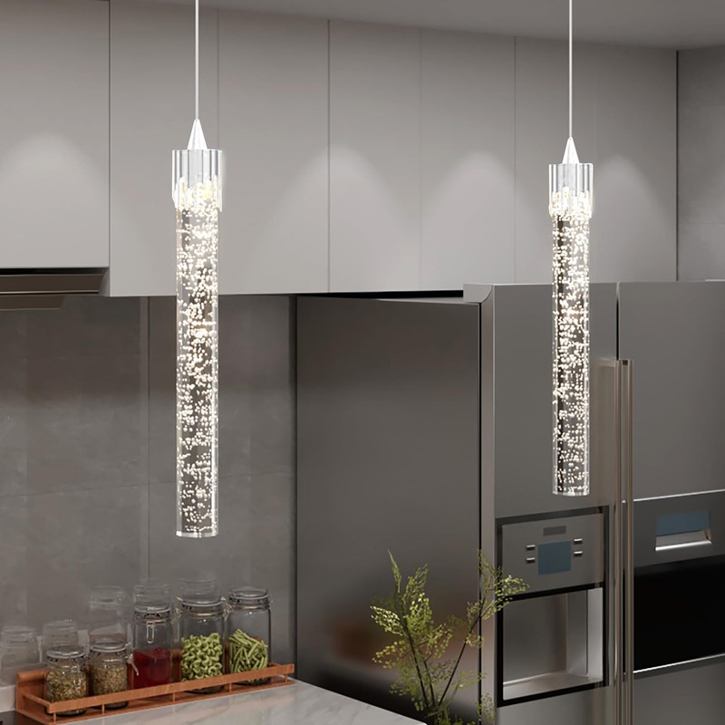 ykolupty Mini 1 Light Chrome Crystal Pendant Lights,Modern Led Kitchen