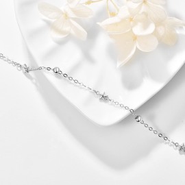 Palpitate Star Anklets for Women 925 Sterling Silver Ankle Bracelet Beaded Foot Chain Beach Jewelry for Women Wife Her Friends Adjustable