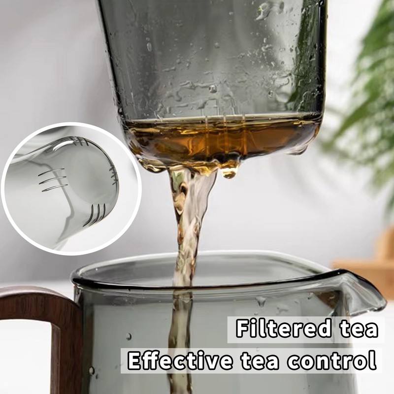 SHUWEICAO Glass Teapot,18.6oz/550ml Glass Tea Kettle With Wooden Handle,Stovetop &