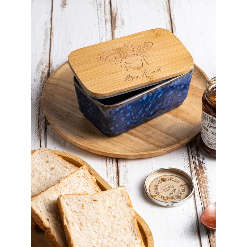 YHOJOY Ceramic Butter Dish with Lid, Covered Butter Dish for