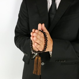 Kyoto Buddhist Hayashi Prayer Beads for Men, Pure Silk, Head Stone, Brown Crystal, Short Type, One Hand, One Ring [Prayer Beads Bag Set] M-057 Kyoto Buddhist *This Buddhist Beads Can Be Used By All Religions