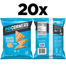 Popcorners PopCorners Popped Corn Snacks, White Cheddar, 1 Ounce (Pack of 20) (Packaging May Vary)