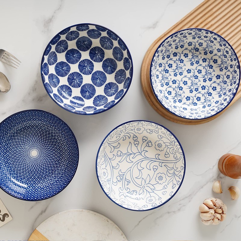 Selamica Ceramic 30 Ounce Pasta Bowls set of 4, 8