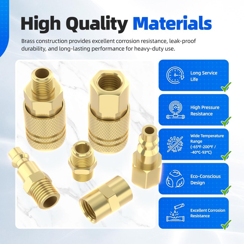 45Pcs Air Coupler & Plug Kit, Hoodutric 1/4" NPT Air