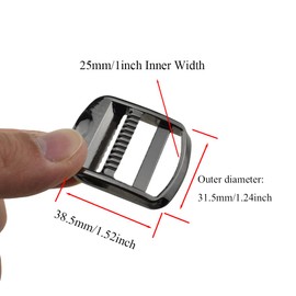 HAHIYO Adjustable Ladder Lock Webbing Release Slider Buckle Zinc Alloy Gun Black Tri-Glide Tension Fastener 25mm Inner Width Secure Hold up Polish Not Easy Fade Rust for Backpack Belt Luggage 4PCS