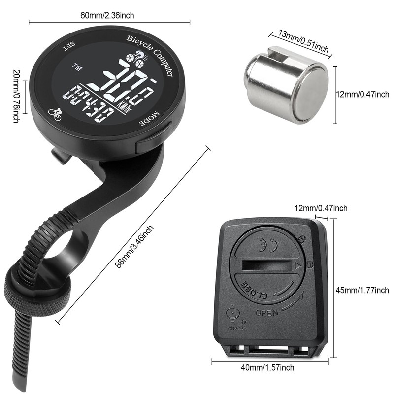 Lurowo Bike Computer Wireless, 24 Function IPX67 Waterproof Bike Speedometer