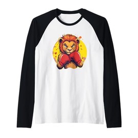 Wild Strength with this Cool Lion and Boxing Vibes Raglan Baseball Tee