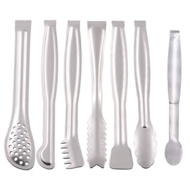 HINMAY Small Serving Tongs Set 6-Inch Appetizer Tongs Stainless Steel Mini Tongs, Set of 6