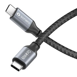 Sonero® USB-C auf USB-C Ladekabel, Handy-Ladekabel, Schnellladekabel USB C, USB Kabel Typ C, USB 2.0, 60W PD, grau/schwarz, 1,50m