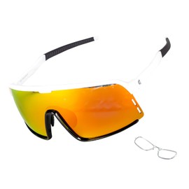 Gorix GS-POLA919 REVO Polarized Sunglasses, Sports Sunglasses, Polarized Lenses, UV Protection, Men's, Women's, Lightweight, Pain-resistant, Road Bike, Bicycle, Baseball, White Frame x Orange Lenses)