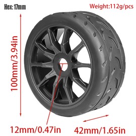 On Road Tire Tyre 17mm Wheel Rims for Arrma 1/7 Infraction Limitless Felony FS Racing Model GT RC Car Upgrade On Road Tyre 4Pcs One Set(4 Small Black)