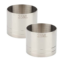 2 x Thimble Wine Measuring Cups, Stainless Steel Spirit Measuring Cups for Bar/Kitchen/Cafe (25ml)