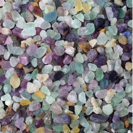 LAIDANLA Fluorite Crystal 1lb Crystal Aquarium Gravel Polished Tumbled Stones Irregular Shaped Crystal Chips Bulk Natural Gemstone Rocks Vase Filler Fish Tank Gravel Outdoor Decoration