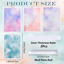 URROMA Clay Transfer Paper, 4Pcs Ink Gilded Texture Patterns Polymer Clay Transfer Sheets with Auxiliary Tools for Fantastic Jewelry Making