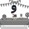 Black White Checkered Party Table Cloth - GREATRIL 2 Packs