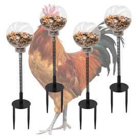 Oooct 4 Pack Chicken Peck Toy, Chicken Enrichment Toys, Chicken Swing Feeder, Chick Slow Feeder Toy, Chicken Coop Toys for Hens Poultry Duck Birds Parrots