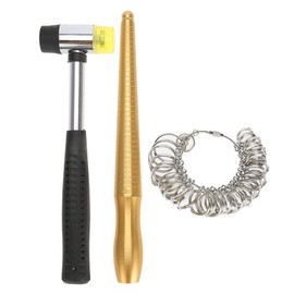 3pcs / Set Ring Mandrel Sizer Finger Measuring Stick Handle Hammers Jewelry Tool