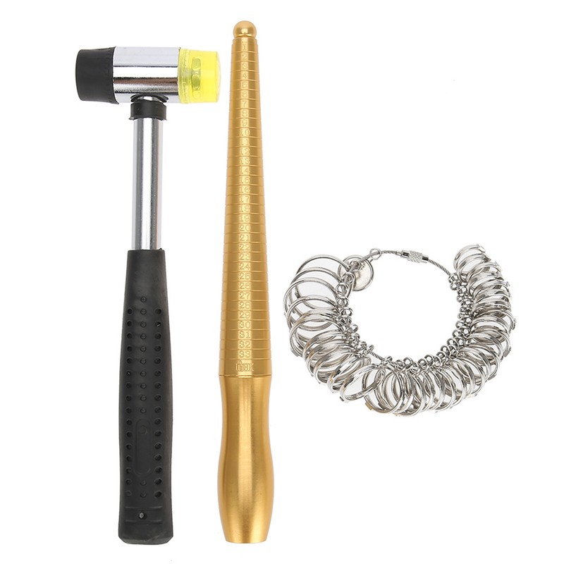 3pcs / Set Ring Mandrel Sizer Finger Measuring Stick Handle