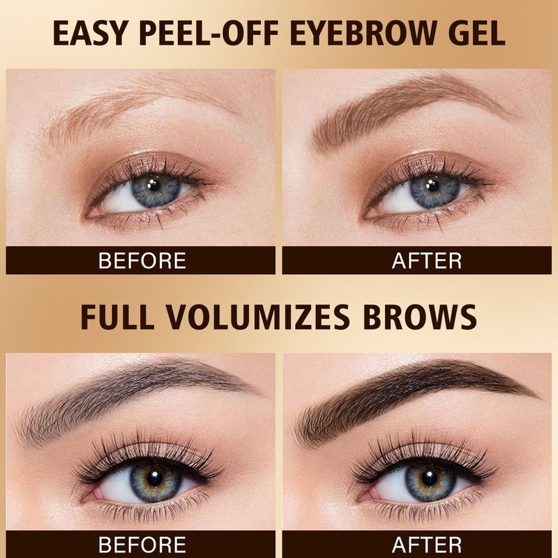 Eyebrow Gel Easy Peel Off Brow Gel Transfer-Proof Dark Brown