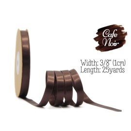 LASOIE Satin Ribbon for Flower Bouquet Gift Wrapping for Crafts Bows for Girls Hair Presents Bookmarks Birthday Party Decorations Wedding Invitations Decorative for Craft Cafe Noir 9mm 3/8 Inches