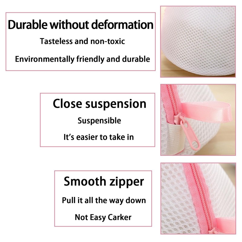 SSKHE 3 PCS Bra Wash Bag, Zipper Bra Washing Bag,
