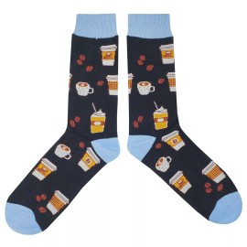 Sockfly NWT Coffee Shop Dress Socks Novelty Men 8-12 Black Crazy Fun Sockfly