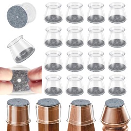 Chair Leg Floor Protectors, 24 Pack Round Furniture Pads for Hardwood Floors, Silicone Chair Leg Caps with Felt Pads, Anti-Scratch Reduce Noise, Fit (1-5/16" to 2")