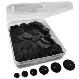 500 Pcs Black Buttons with Storage Box 9mm, 10mm, 11mm,15mm, 18mm and 20mm Smooth and Round Buttons -Ideal for Sewing, Crafting, DIY Cards and Ornaments -