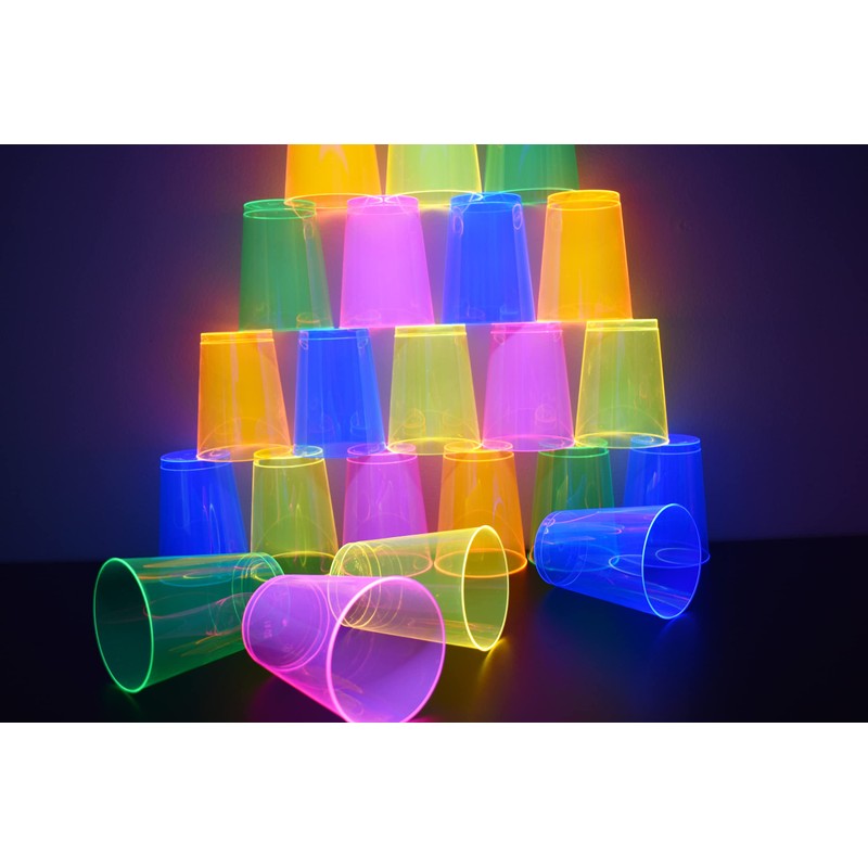 DIRECTGLOW LLC 100ct Blacklight Reactive 10oz Party Cups + 5