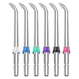 Set mit 6 Ersatzspitzen für Dentaldusche, kompatibel mit Waterpik WP-100 und anderen Modellen, klassisches Zahnspray Wasser, Düsen für Mundsprinkler, mehrfarbig