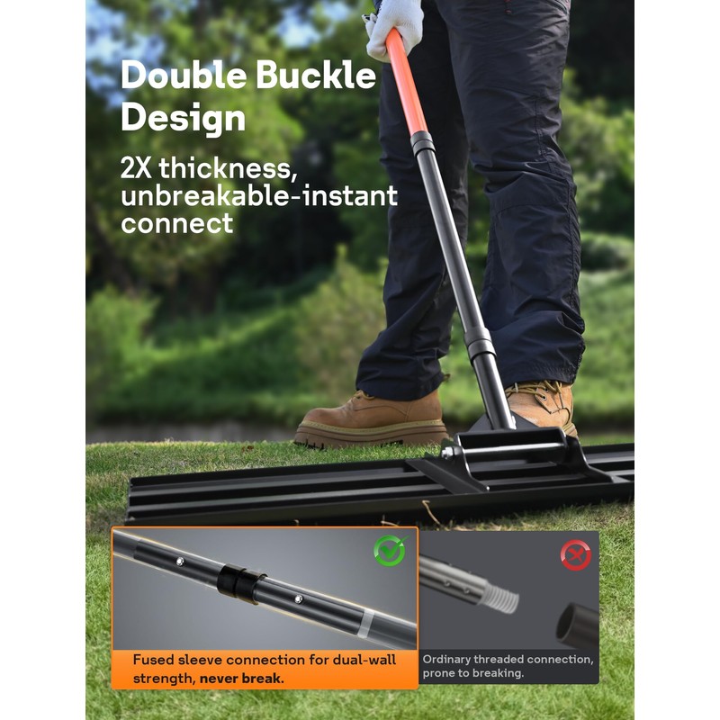 Lawn Leveling Rake 30x10 inch, Heavy Duty Lawn Leveler Tool