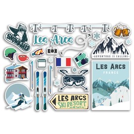 A5 Sticker Sheet Les Arcs Vinyl Stickers - France French Ski Resort Mountains Snowboard Holiday Flag Travel Snow Sports Luggage Scrapbooking #79046