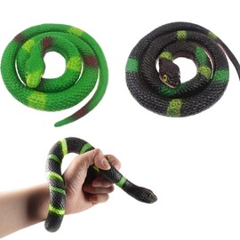Tokaneit Pack of 2 Fake Snake Toy, Plastic Snakes, Rubber Simulation Snake, Rubber Fake Snakes, Various Colourful Fake Snakes, Garden Props, Joke Prank Gifts