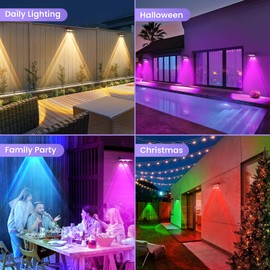 APILAB Solar Fence Lights Outdoor 8 Pack - 8 Modes (RGB Cycle/Fixed), Fence Lights Solar Powered for Outside, IP65 Waterproof, Auto ON/Off Deck Lighting for Wall, Step, Patio, Pathway, Stairs